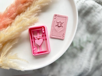 Valentines Queen of Heart Play Cards Shape Polymer Clay  Cutter • Fondant Cutter • Cookie Cutter